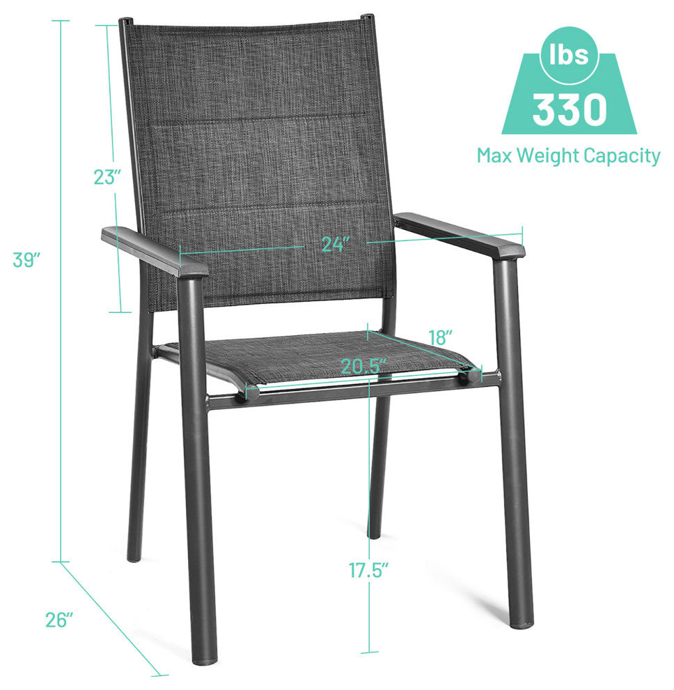 Costway Set of 20 Patio Dining Chair Stackable Padded Armrest No Assembly