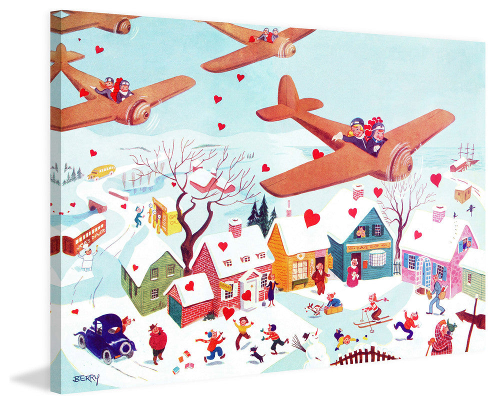 "Planes and Hearts" Painting Print on Canvas by Curtis