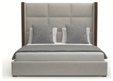 Nativa Interiors Irenne Square Tufted Bed, Grey, Queen, Medium 67"