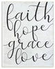 Faith Hope Family Inspirational Word On Wood, 12"x18"