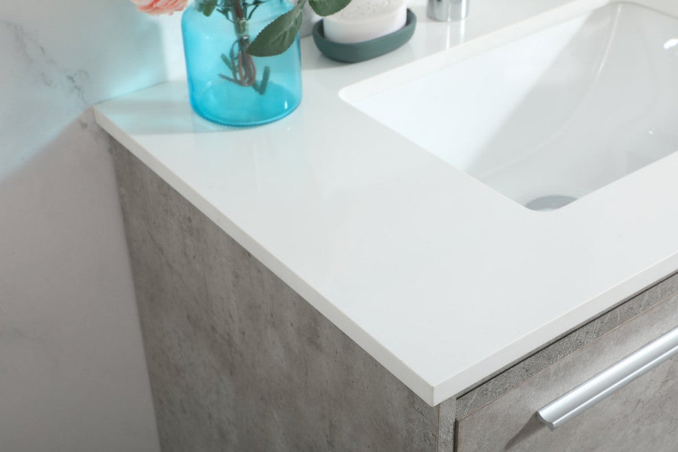 Rabi Single Bathroom Vanity, Concrete Gray, 30"