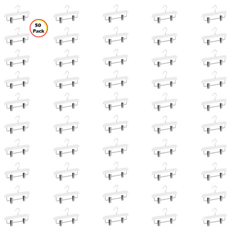 Abs Plastic Trouser Skirt Hangers, Perfect for Skirts, Pants, Slacks, Jeans, White, 50-Pack