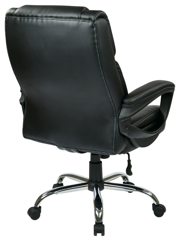 Executive Bonded Leather Big Mans Chair Padded Loop Arms in Black