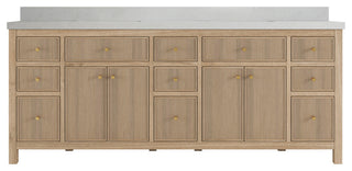 Sonoma Teak 84" Double Sink Vanity, Dark Natural With 2" Carrara Quartz