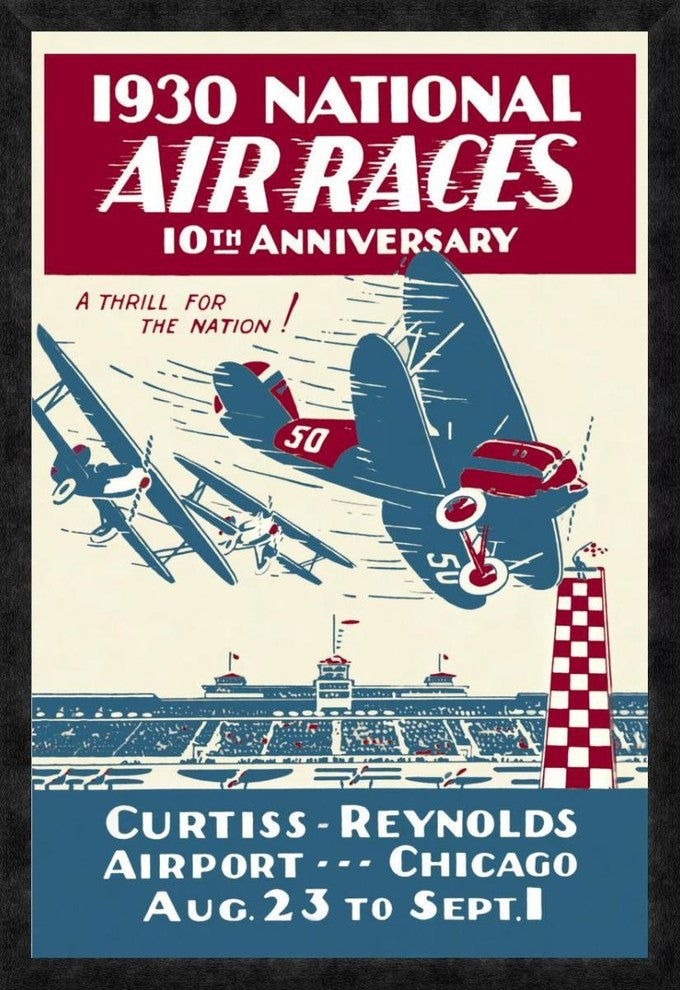 "National Air Races 1930" Framed Canvas Giclee, 26"x38"