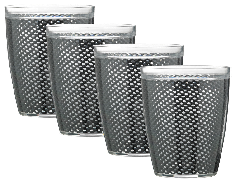 Kraftware Fishnet Double Wall Glasses, Black, 14 oz, Set of 4