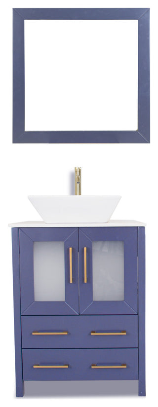 Vanity Art Bathroom Vanity Set With Sink, Blue, 24", Standard Mirror