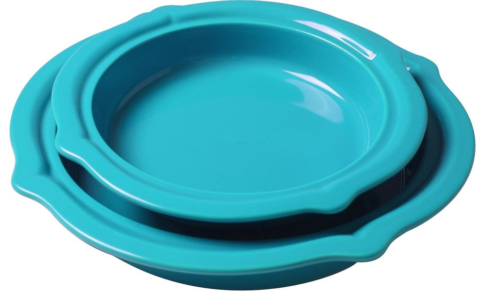 Chantal Sky Blue Talavera 2 Piece Pie Dish Set