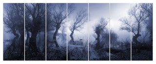Creepy Landscape in Sepia Tones, Landscape Canvas Art Print, 83"x32", 7 Panels