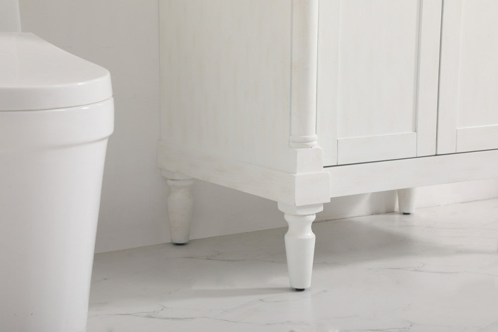 Home Living 30" Single Vanity, Antique White With Engineered Marble Top