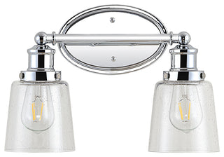 Beverly 15" 2-Light Iron/Seeded Glass Classic Cottage LED Vanity Light, Chrome