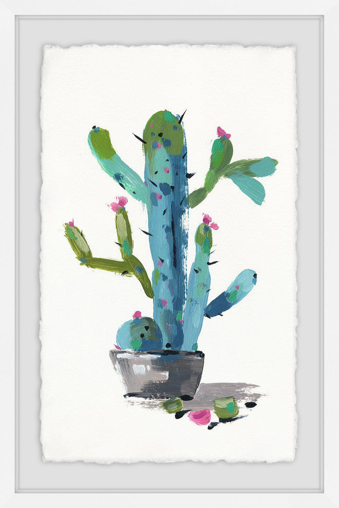 "Little Blue Cactus" Framed Painting Print, 30"x45"