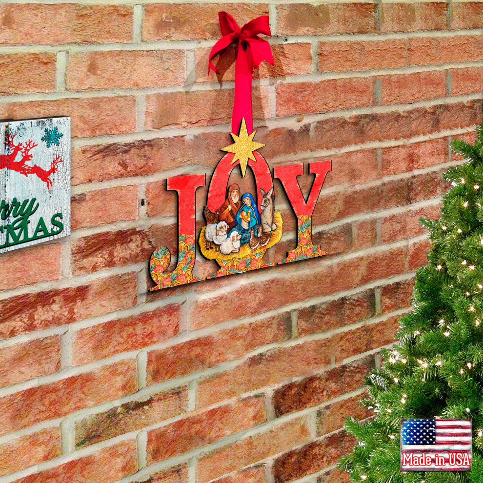 Joy Nativity Wooden Door Hanger