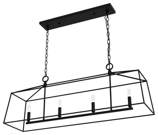 Fair Oaks Flat Matte Black 4 Light Chandelier