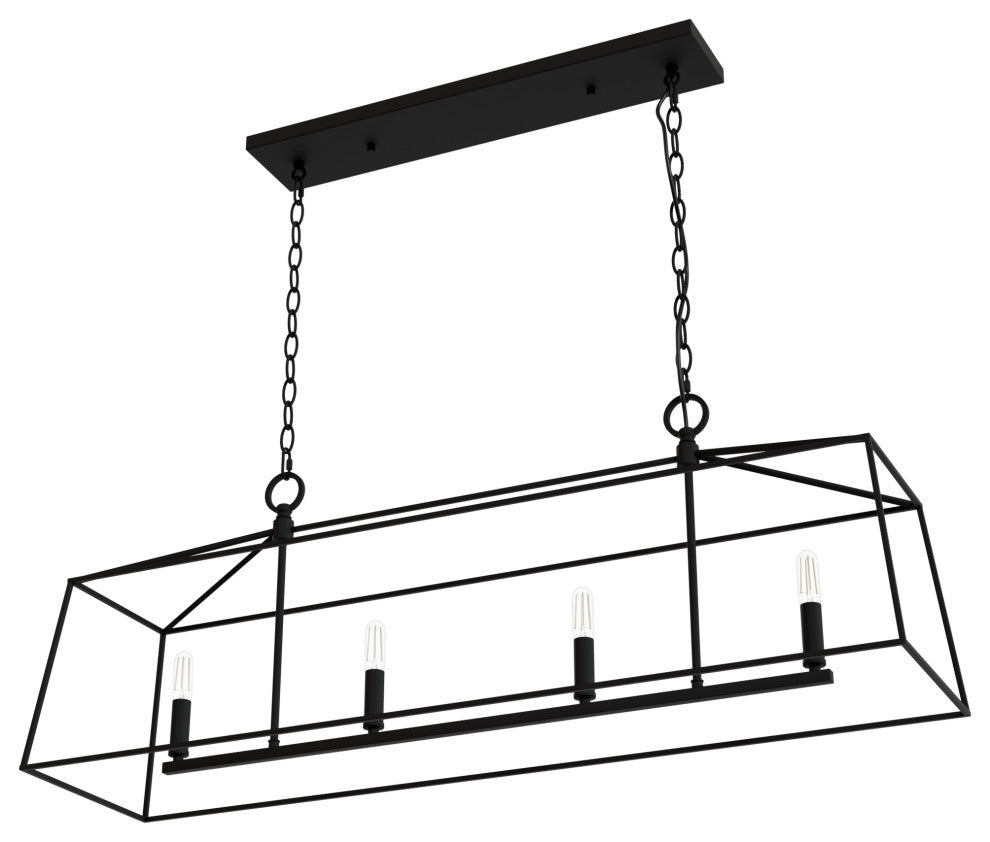 Fair Oaks Flat Matte Black 4 Light Chandelier