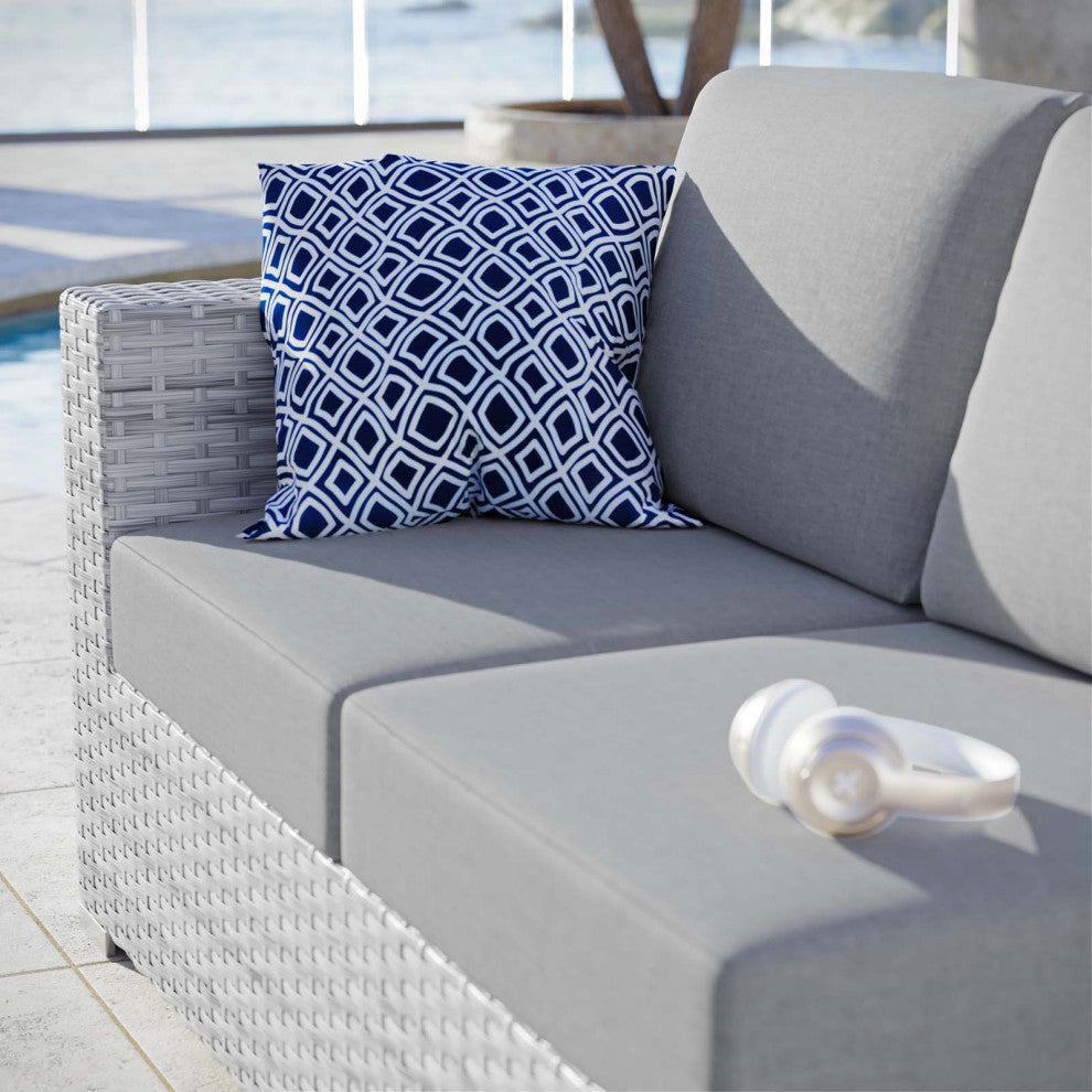 Lounge Loveseat Sofa, Rattan, Wicker, Gray, Modern, Outdoor Patio Bistro