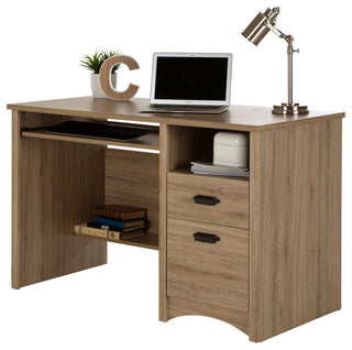 South Shore Gascony Computer Desk With Keyboard Tray, Rustic Oak