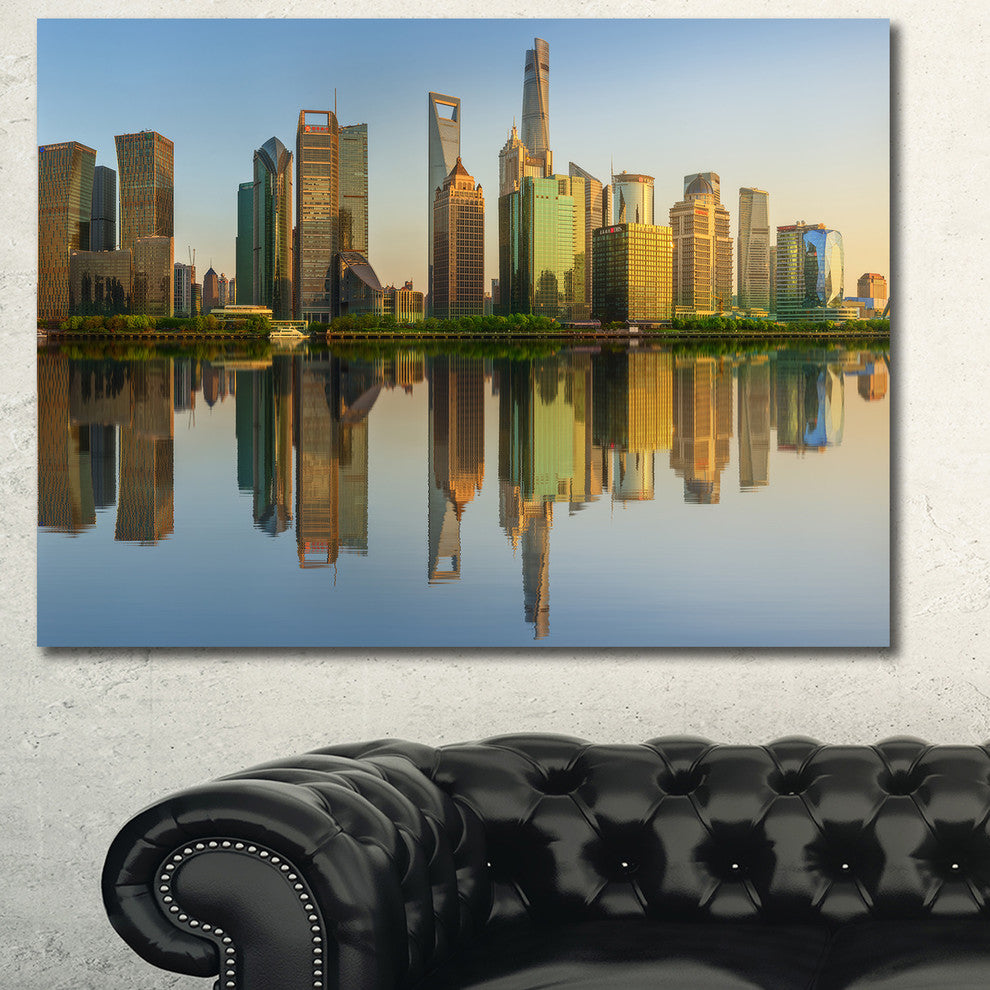 Shanghai Huangpu River at Sunset, Cityscape Canvas Art Print, 40"x30"