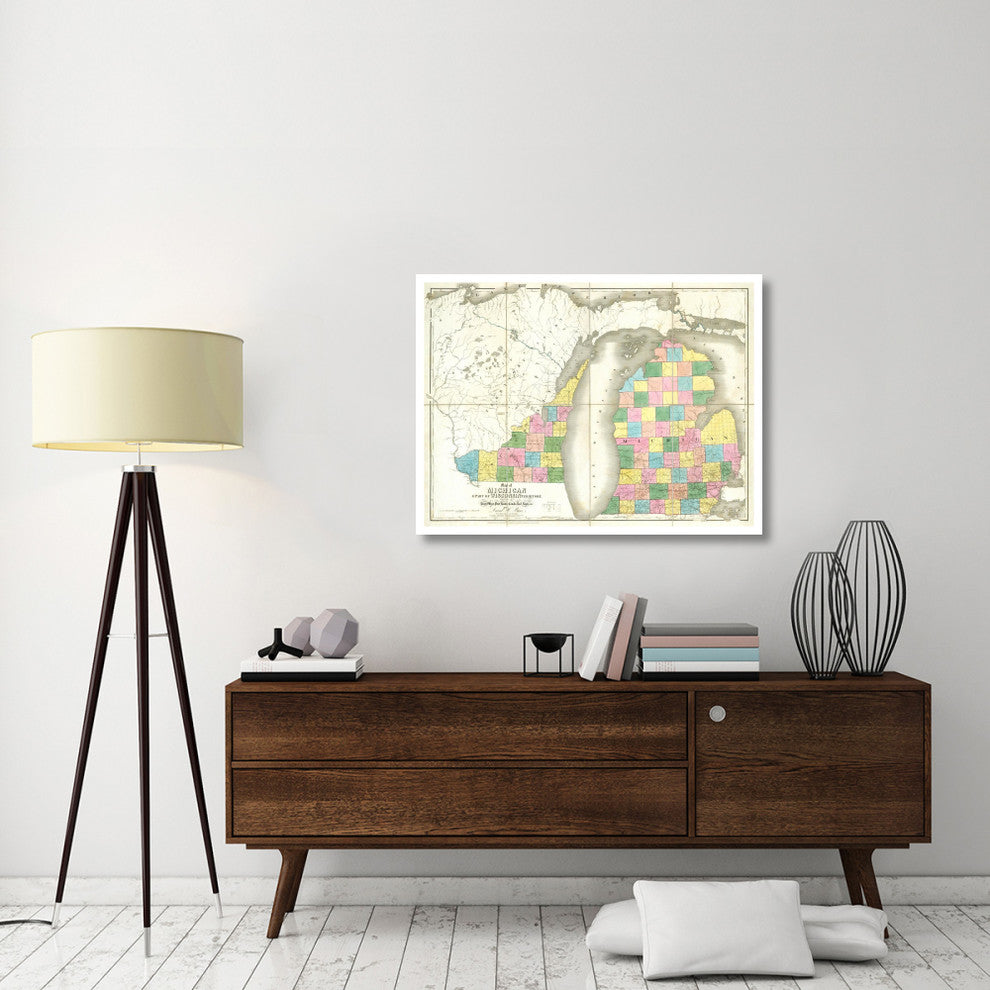 "Map of Michigan & Part of Wisconsin Territory, 1839" Paper Art, 42"x32"