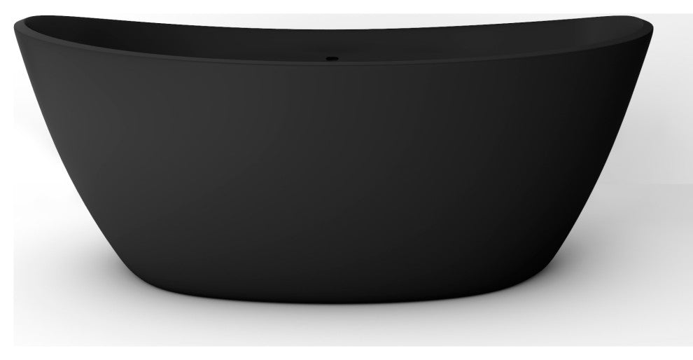 CastelloUSA Manhattan Solid Surface Stone Resin Freestanding Tub, Black, 59"