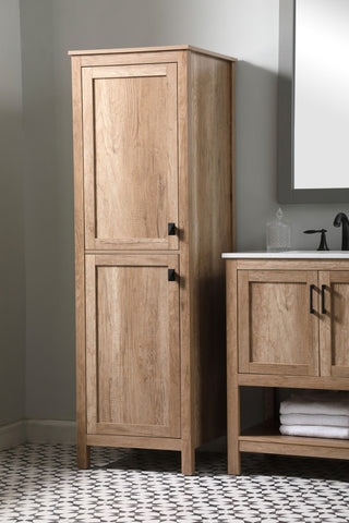20" Wide Bathroom Linen Storage Freestanding Cabinet, Natural Oak