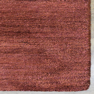 Hand Knotted Loom Silk Mix Area Rug Solid Dark Orange