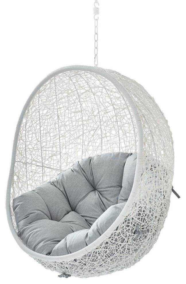Swing Lounge Chair, Sunbrella, White Gray, Modern, Outdoor Patio Bistro