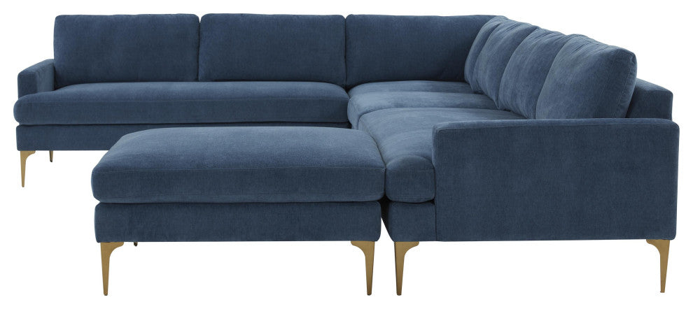 Serena Blue Velvet Large Chaise Sectional