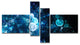 Blue Spherical Water Drops, Floral Canvas Art Print, 60"x32", 4 panels