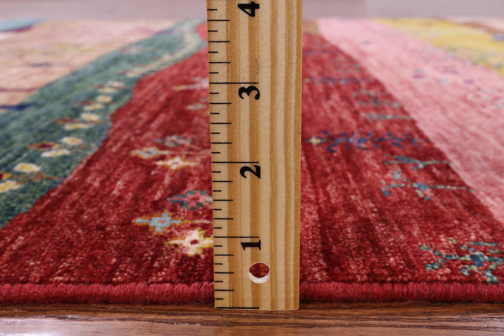 Persian Gabbeh Tribal Hand Knotted Rug 4' 0" X 6' 2" Q9575