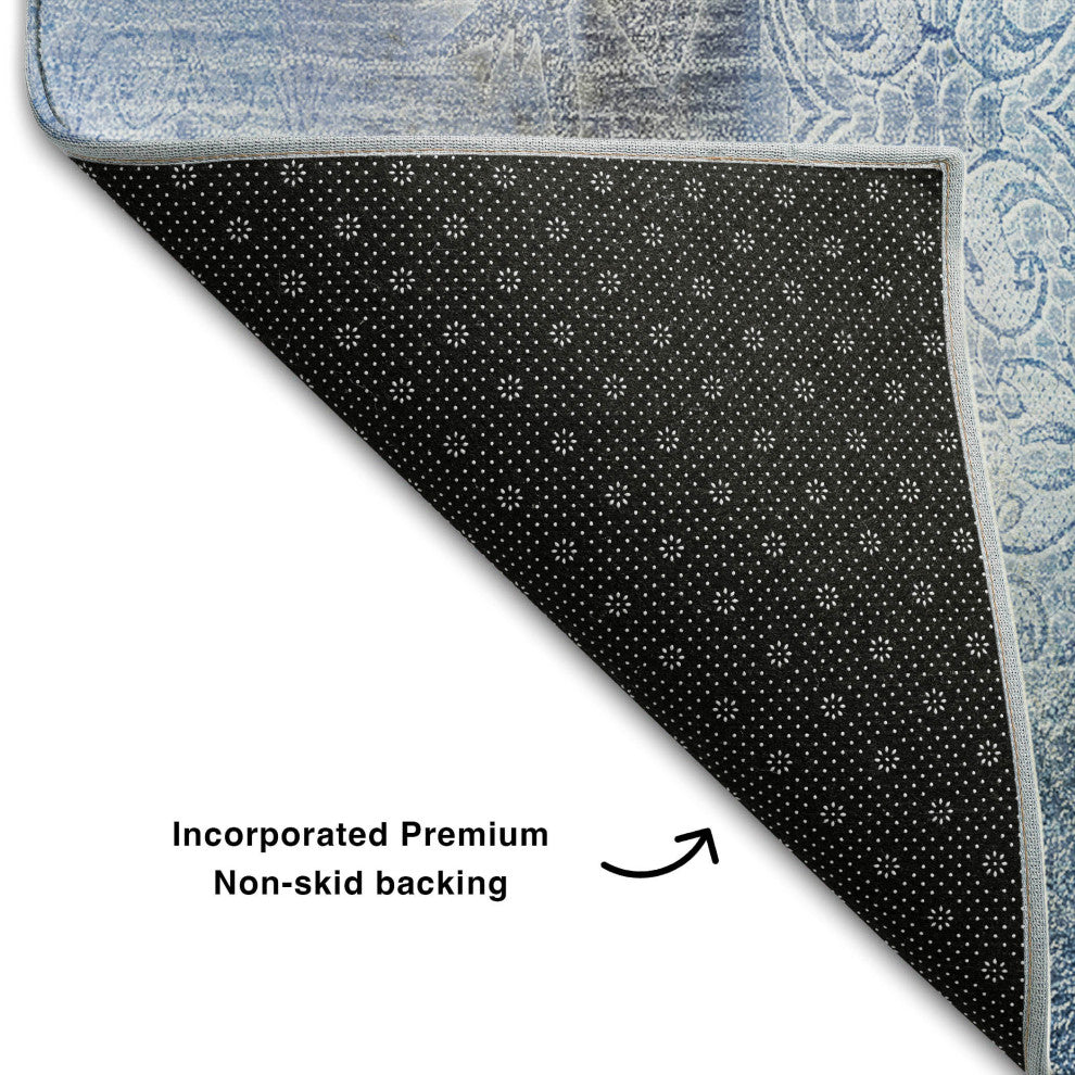 Premium Machine Washable Mayfield AMF537 Blue 10' x 14' Rug