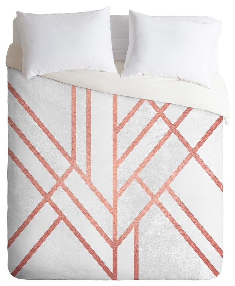 Elisabeth Fredriksson Art Deco Rose Gold Duvet Cover, Queen