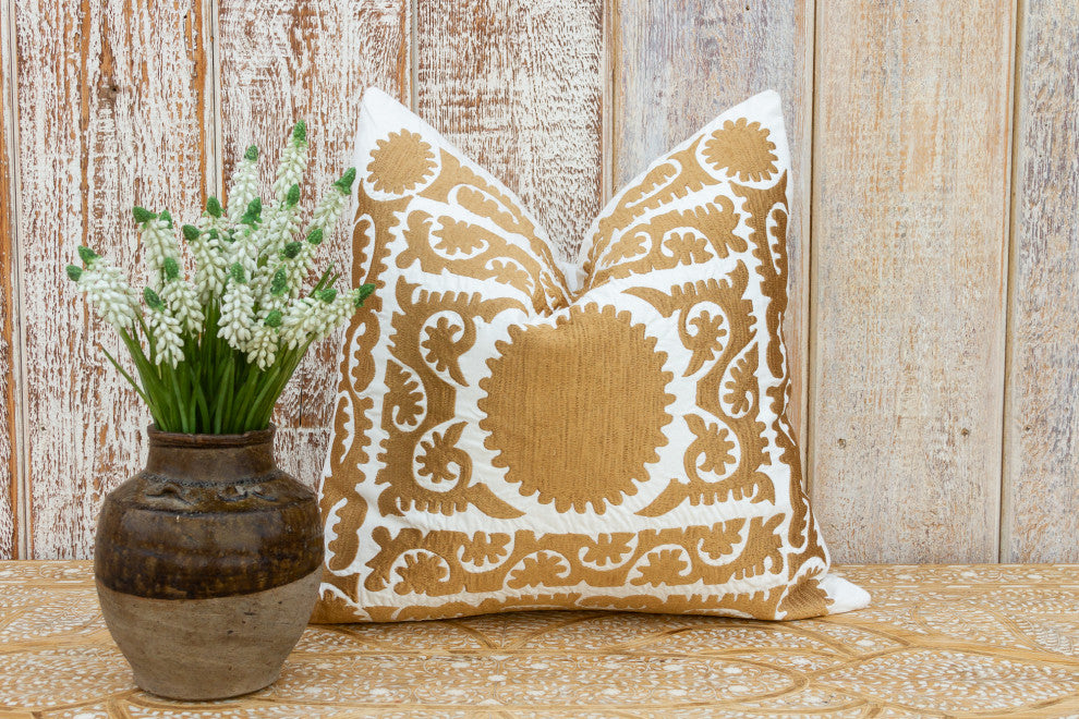 Small Gold Tone Suzani Pillow