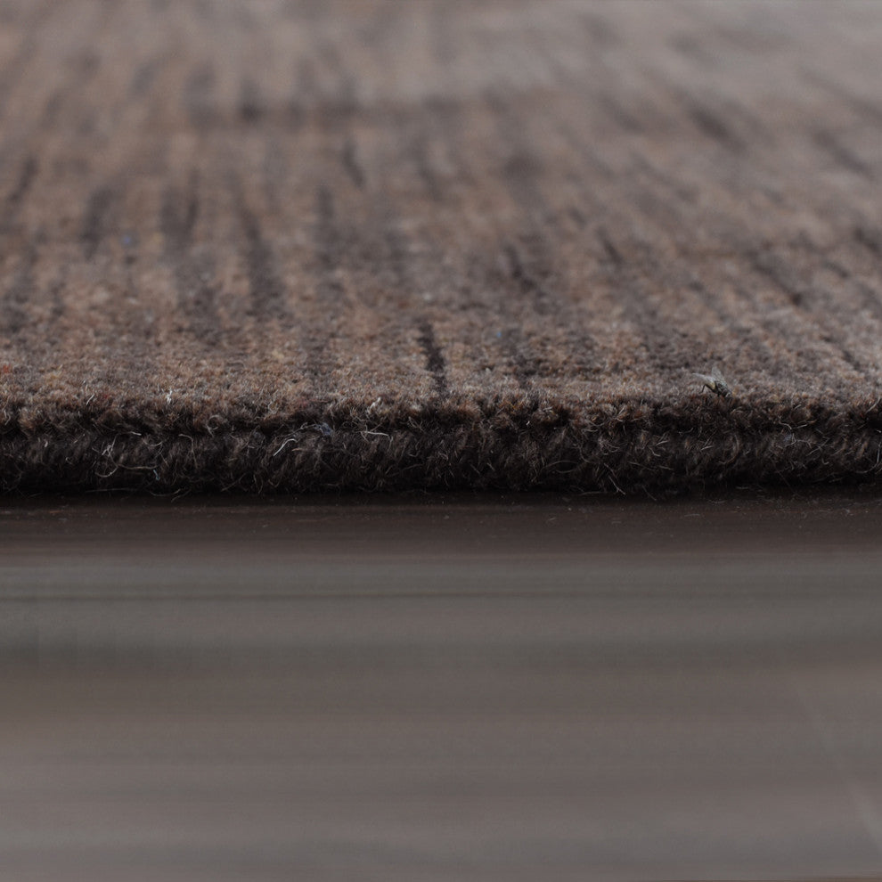 HAND KNOTTED LOOM WOOL ECO-FRIENDLY AREA RUGS, Brown, Solid Design, [Octagon] 6'x6'