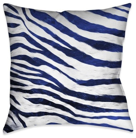 Laural Home Blue Ombre Zebra 18" X 18" Indoor Decorative Pillow