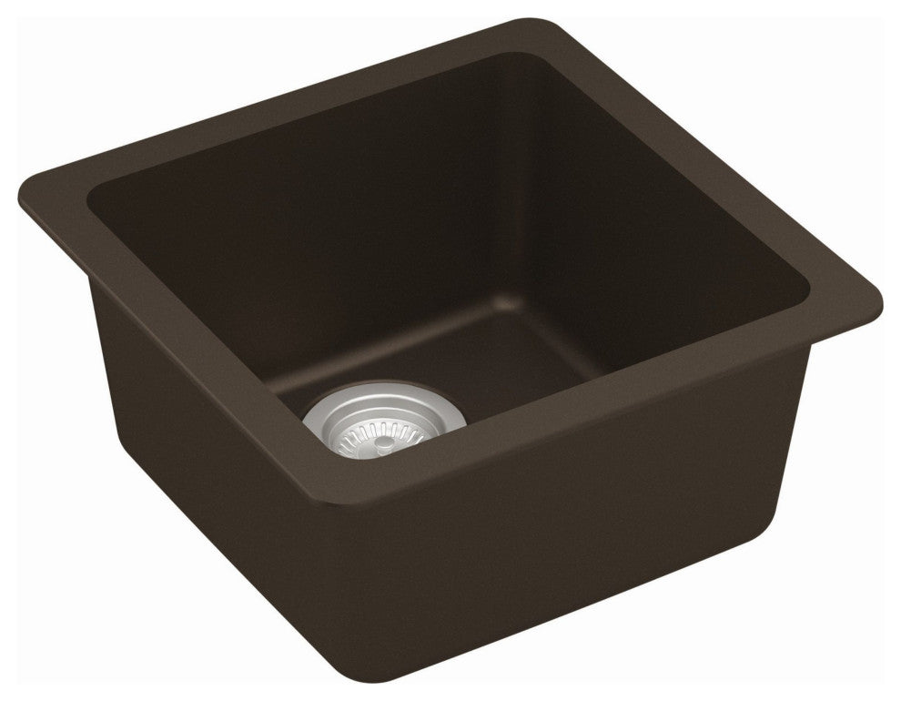 Karran Undermount Quartz Composite 17" Bar Single Bowl Sink, Brown