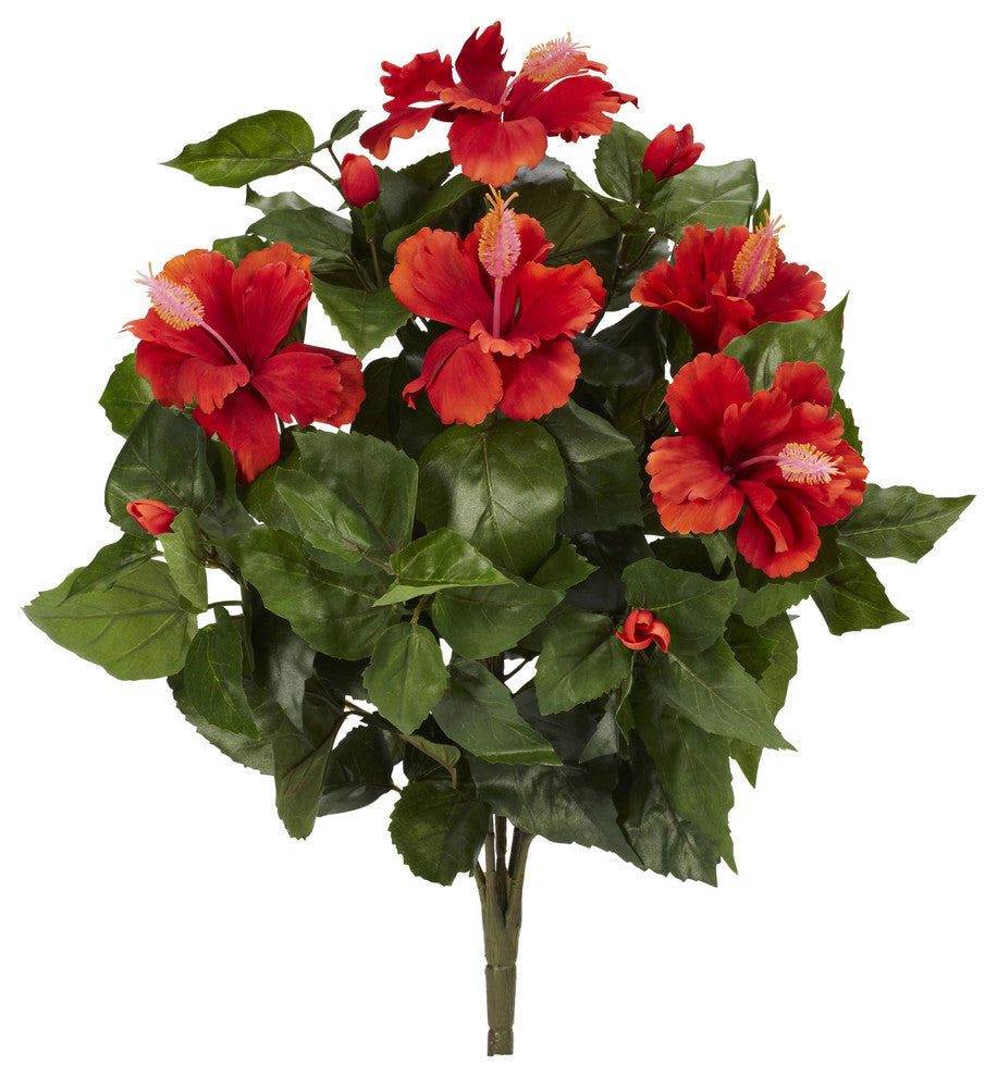 20" Hibiscus Artificial Plant, Set of 4