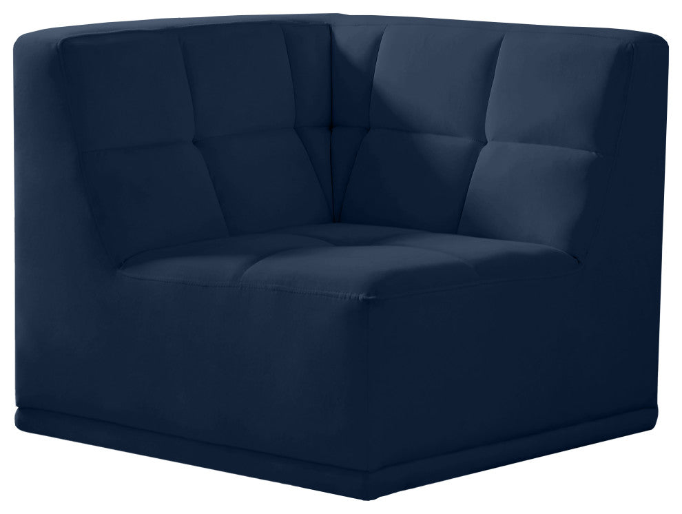 Relax Velvet Upholstered Corner Chair, Navy