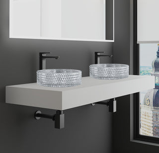 Solid Surface White Bath Countertop For Sinks, White, 60"