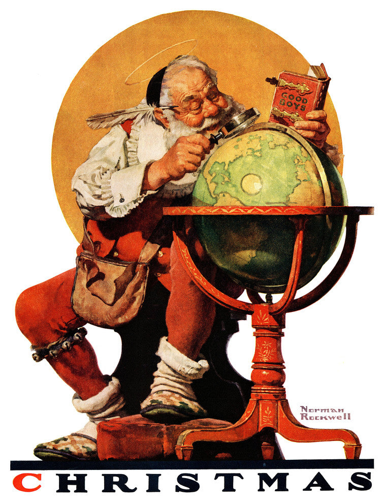 "Santa at the Globe Saturday" Canvas Print by Norman Rockwell