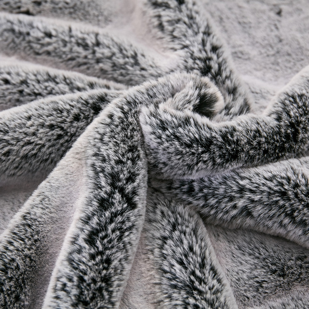 Heavy Faux Fur Throw, Black, 60"x80"