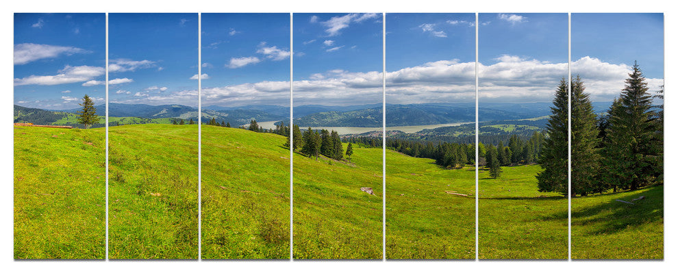 Summer in Ceahlau Mountains, Landscape Canvas Art Print, 83"x32", 7 Panels