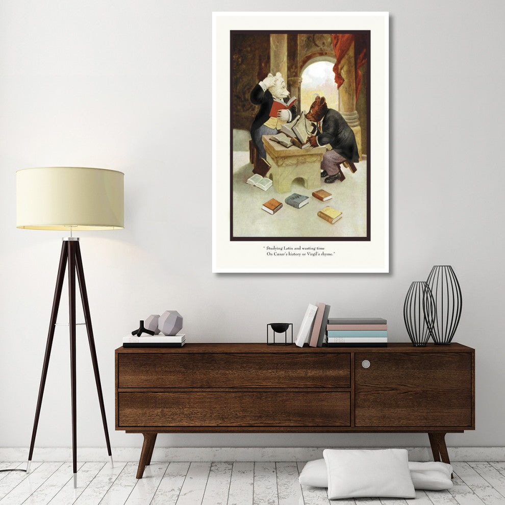"Teddy Roosevelt's Bears: Teddy B and Teddy G Studying Latin" Paper Art, 42"x62"