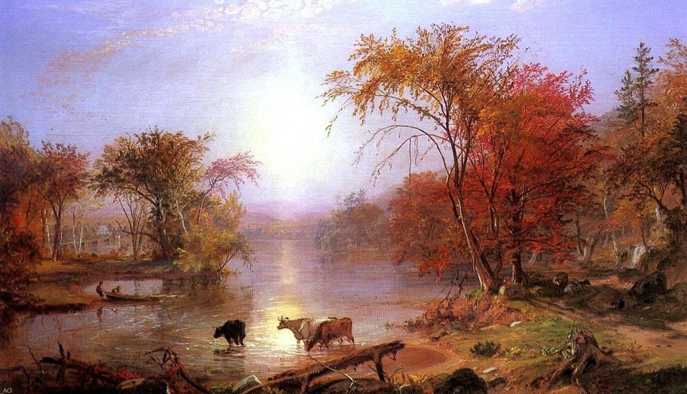 Albert Bierstadt Indian Summer, Hudson River, 18"x27" Wall Decal