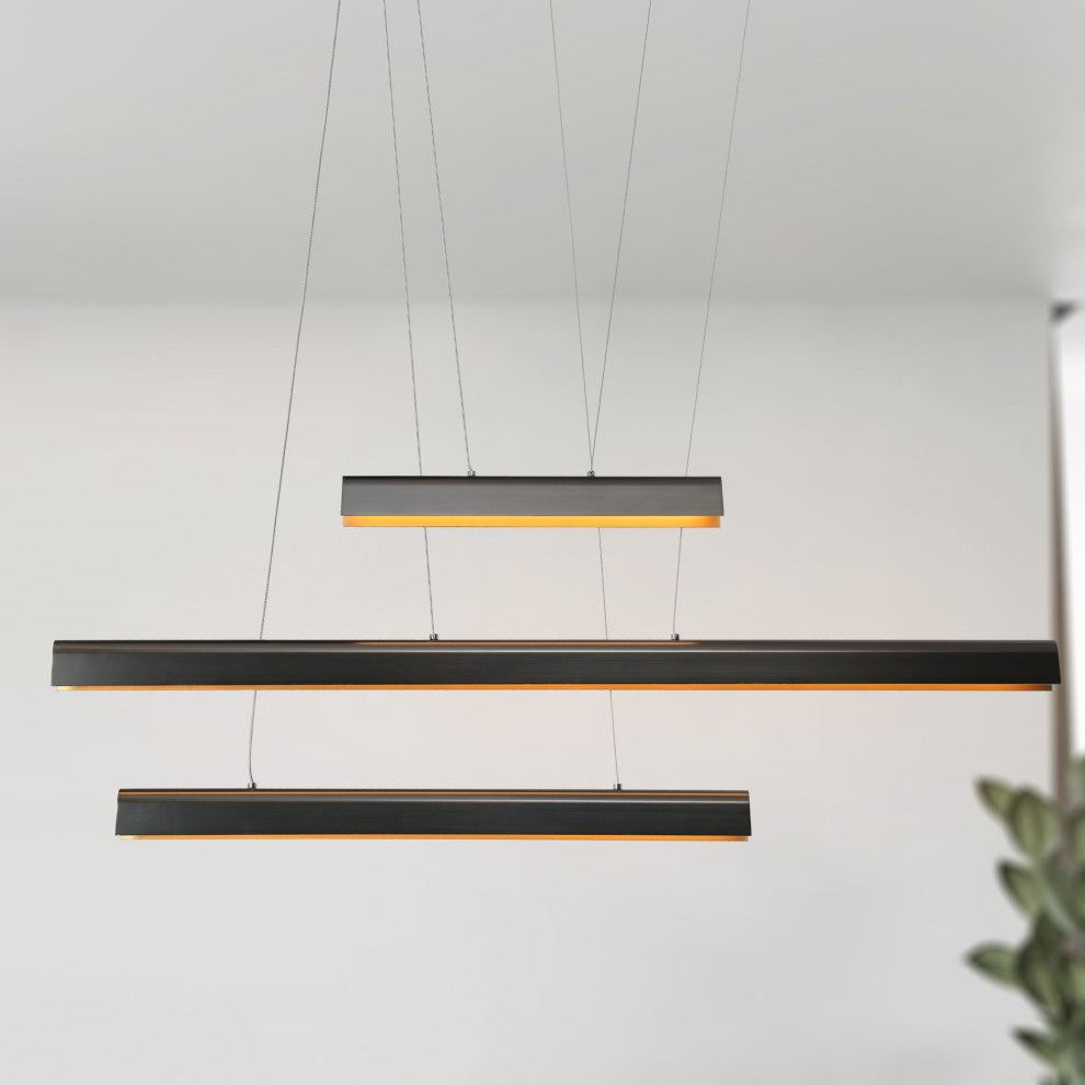 LNC 3-Tier LED Bar, 40.5" Black Modern Linear Kitchen Island Light