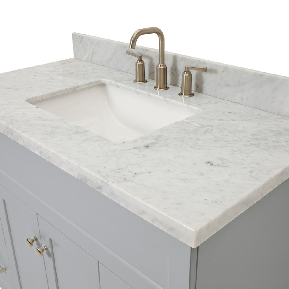 Ariel Hamlet 43" Rectangle Sink Bath Vanity, 1.5" Carrara Marble
