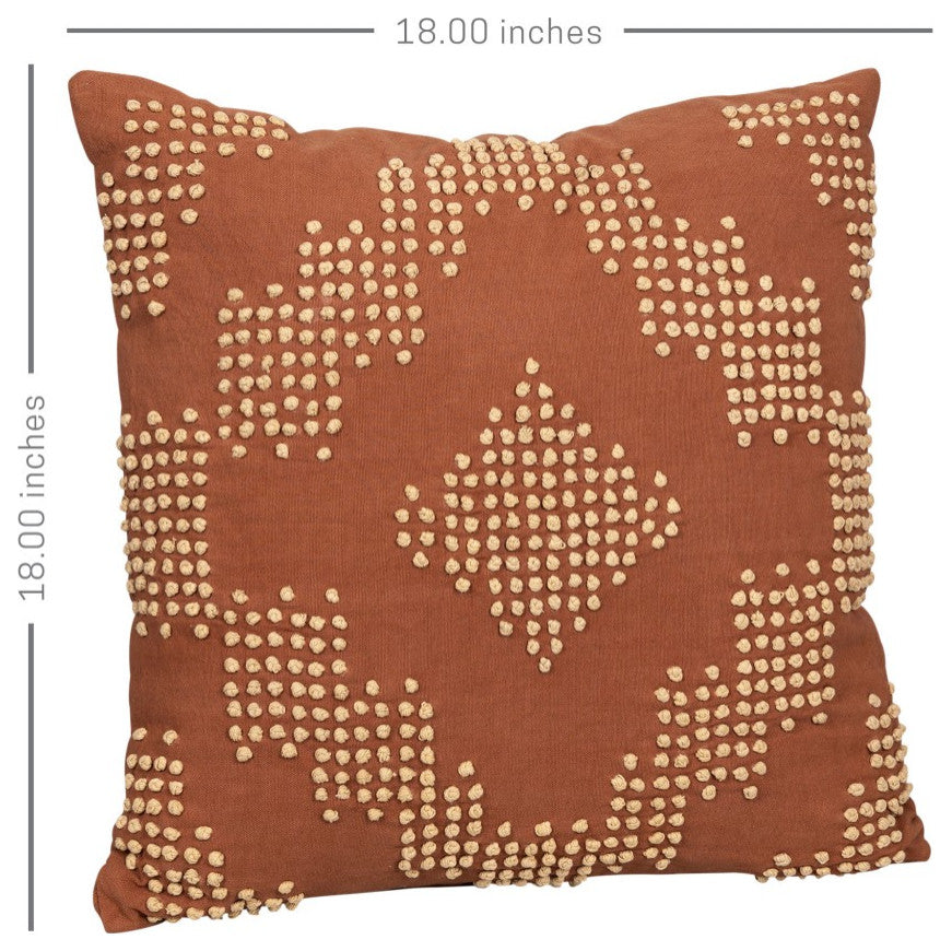 Textured Burnt Orange and Ivory Throw Pillow