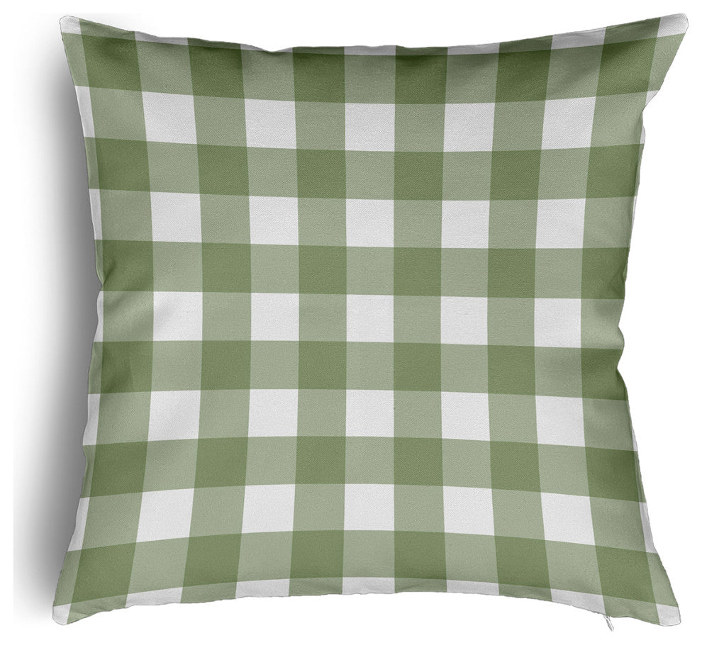 Gingham Plaid Accent Pillow With Removable Insert, Scallion, 24"x24"