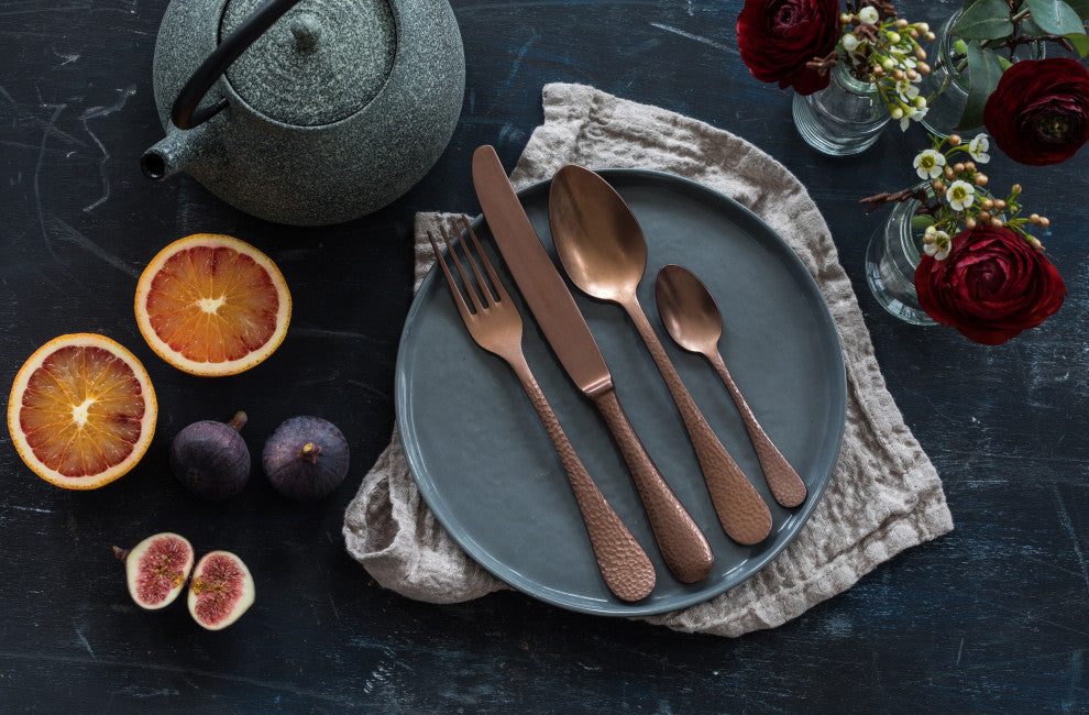 Epoque Flatware Set, Pewter Bronze, 20 Pcs.