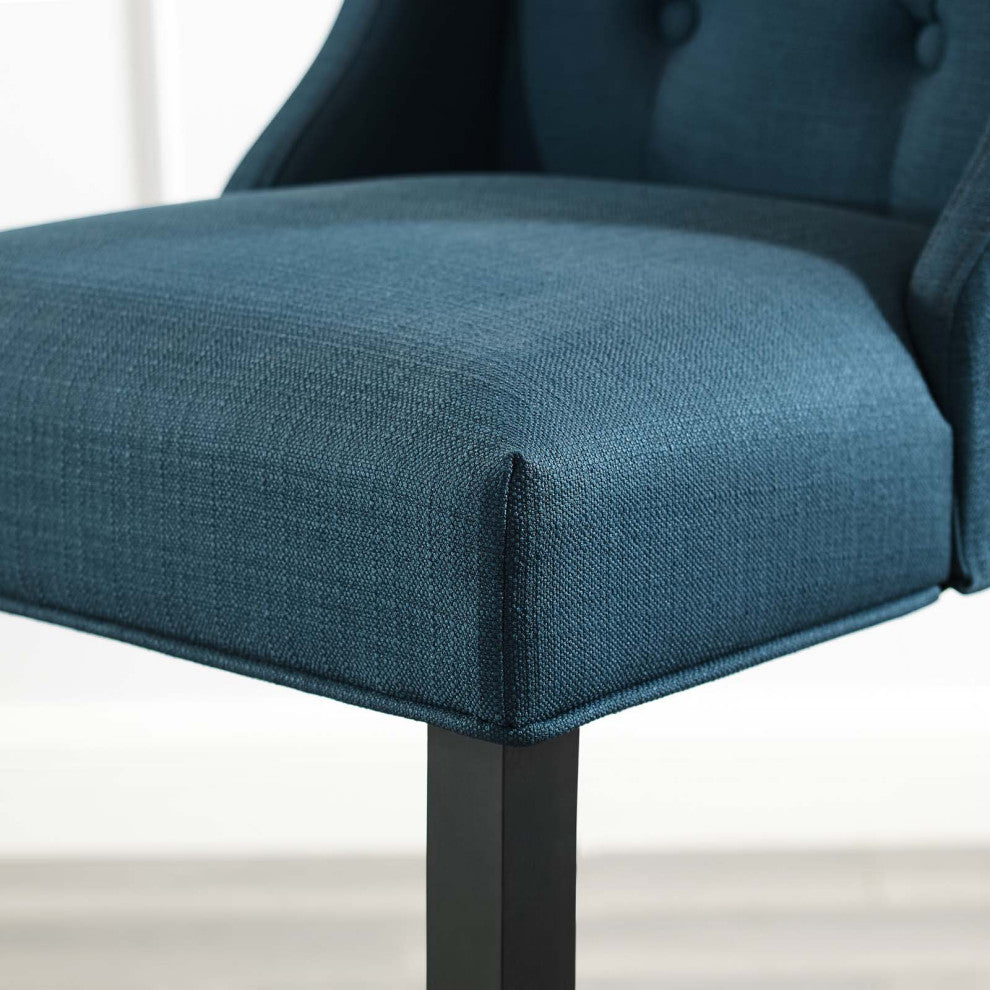 Tufted Bar Stool Chair Barstool, Fabric, Wood, Navy Blue, Modern, Bar Pub Bistro